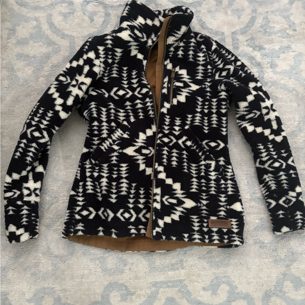 Pendleton Blue and White Geometric Teddy Jacket